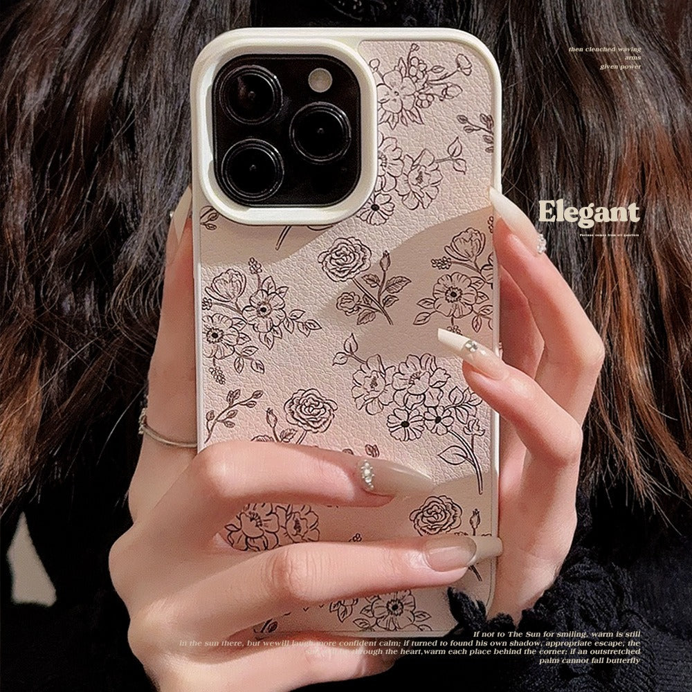 Fleur Noir Leather Texture iPhone Case