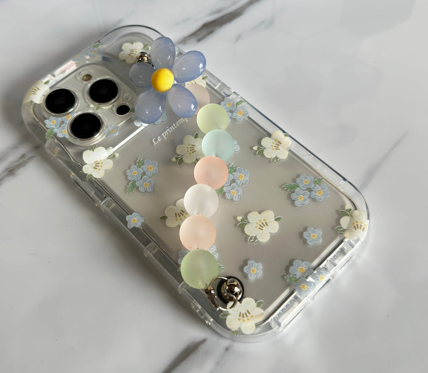 Blue Blossom iPhone Case with Charm