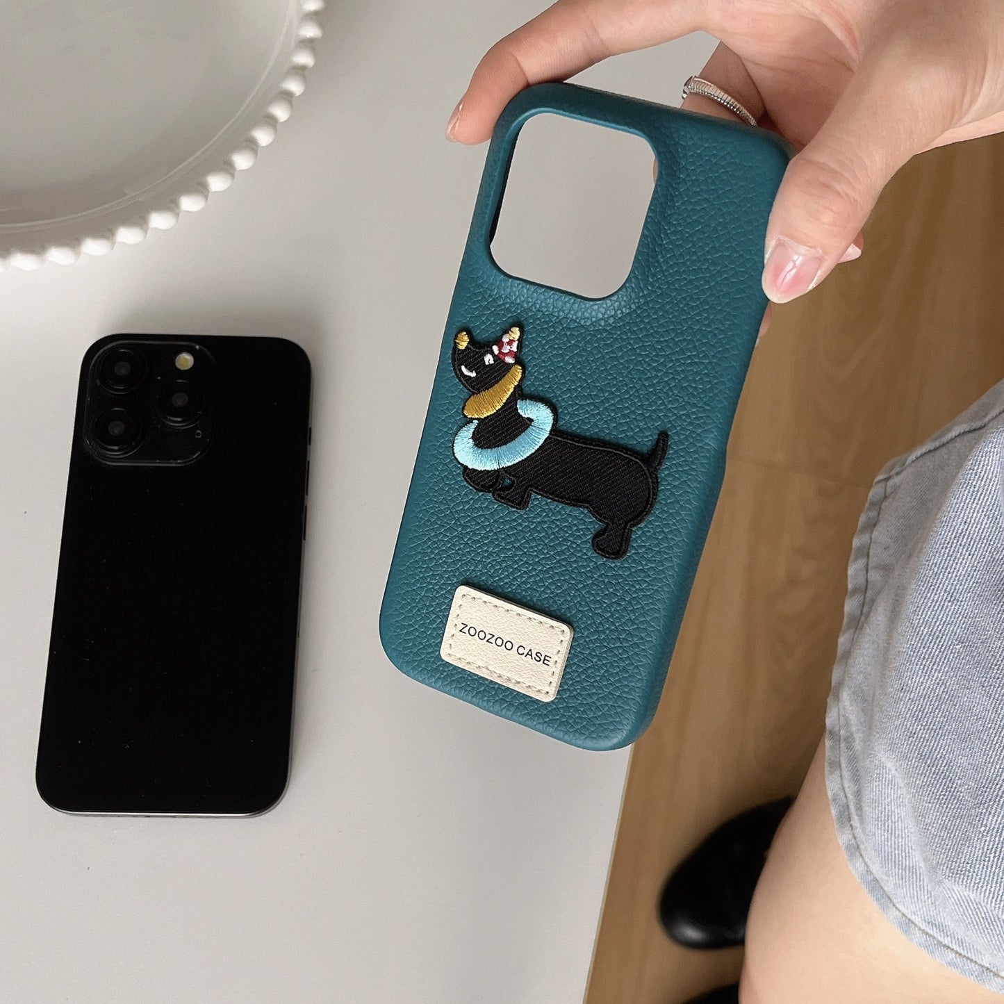 Chic Pup Luxury Leather Texture iPhone Case