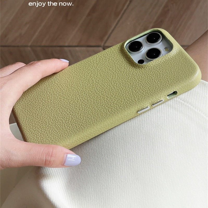 Olive Dusk Premium Leather iPhone Case
