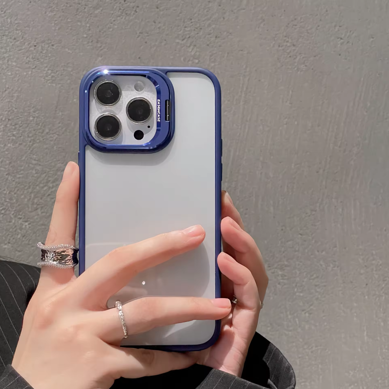 Premium Electroplated Ring Holder Camera Bumper IPhone Case with Detachable Lens Protector