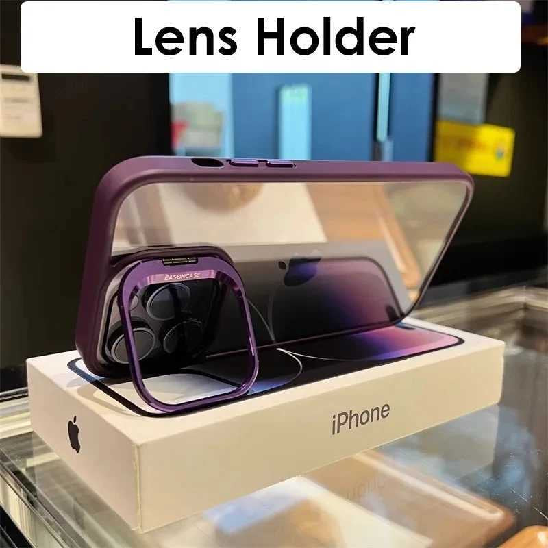 Premium Electroplated Ring Holder Camera Bumper IPhone Case with Detachable Lens Protector