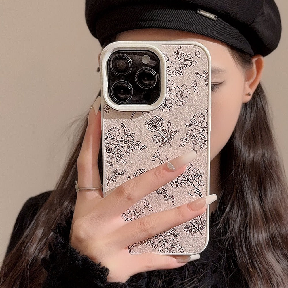 Fleur Noir Leather Texture iPhone Case
