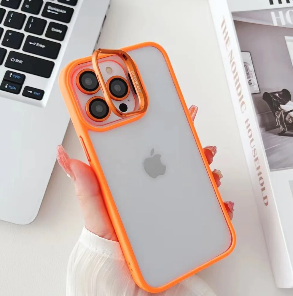 Premium Electroplated Ring Holder Camera Bumper IPhone Case with Detachable Lens Protector
