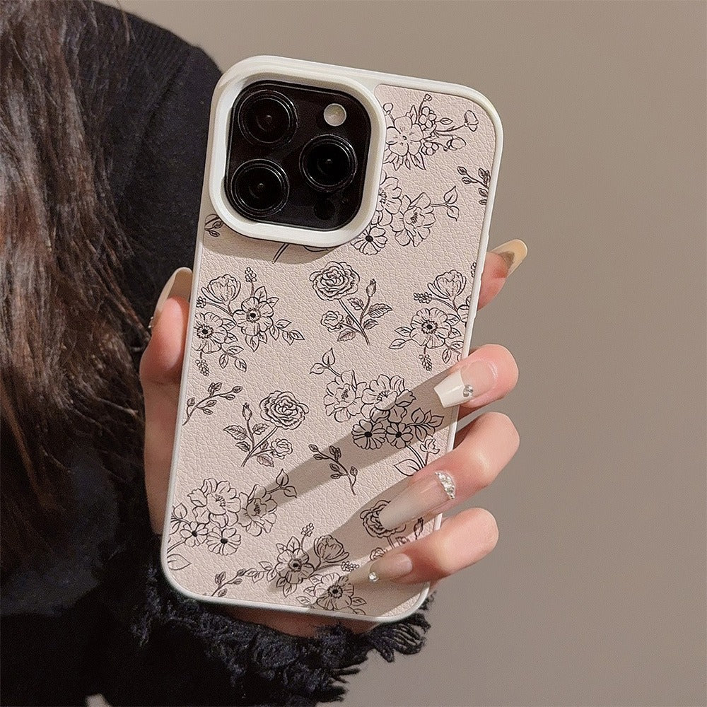 Fleur Noir Leather Texture iPhone Case
