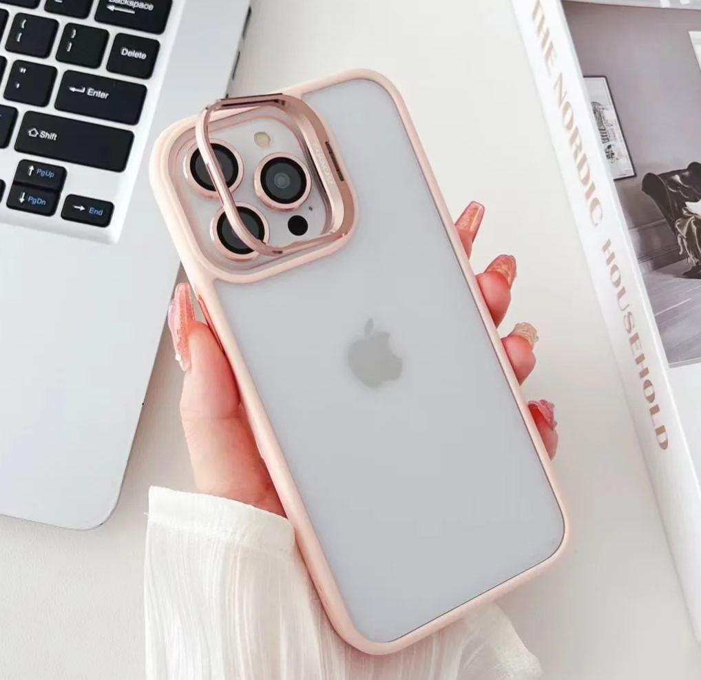 Premium Electroplated Ring Holder Camera Bumper IPhone Case with Detachable Lens Protector