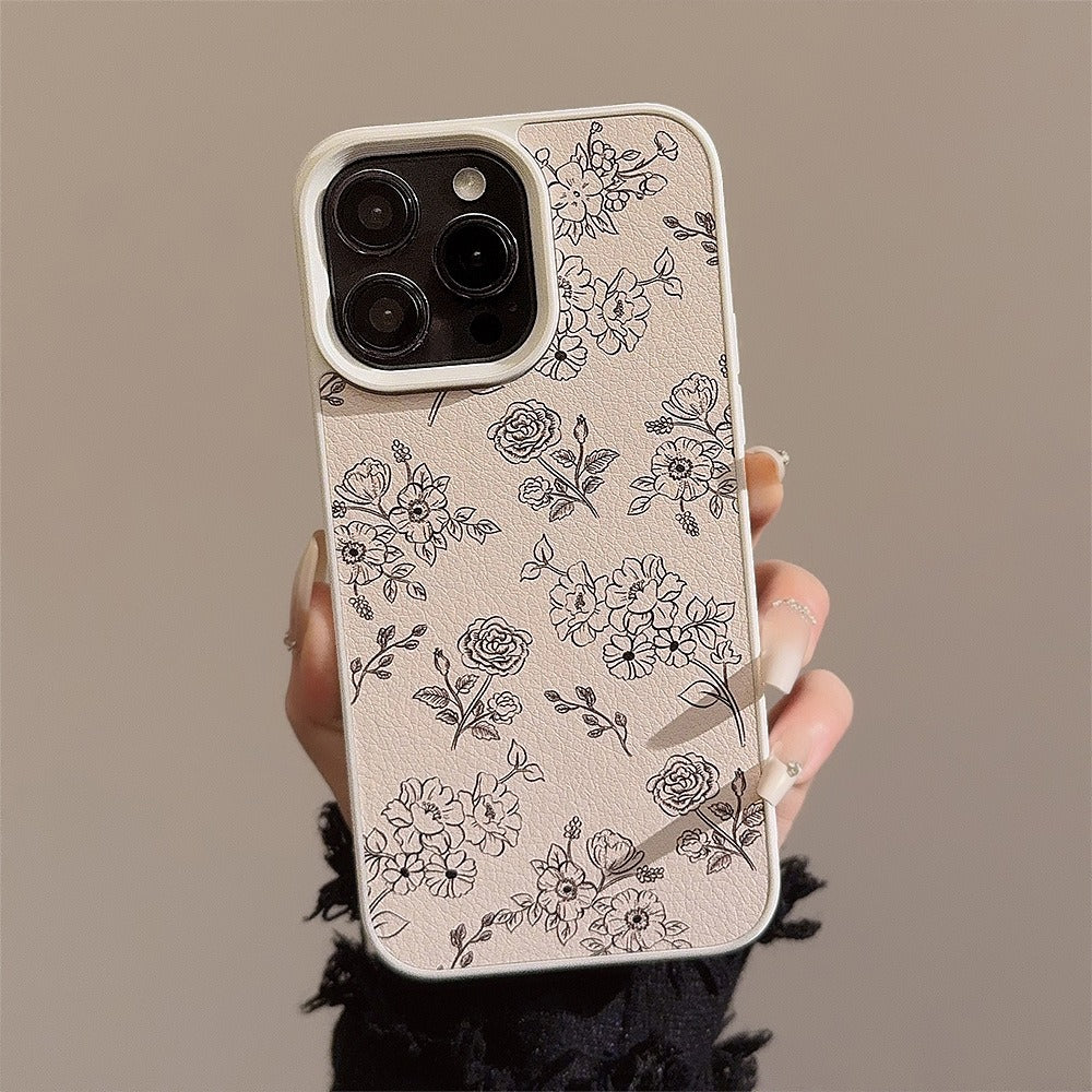 Fleur Noir Leather Texture iPhone Case