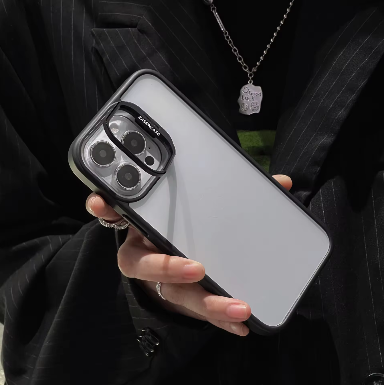 Premium Electroplated Ring Holder Camera Bumper IPhone Case with Detachable Lens Protector