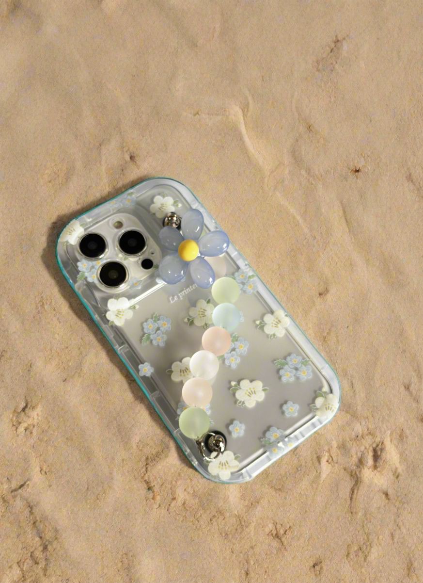 Blue Blossom iPhone Case with Charm
