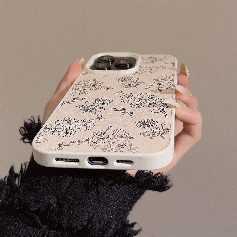Fleur Noir Leather Texture iPhone Case