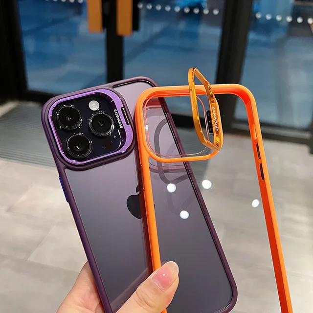 Premium Electroplated Ring Holder Camera Bumper IPhone Case with Detachable Lens Protector