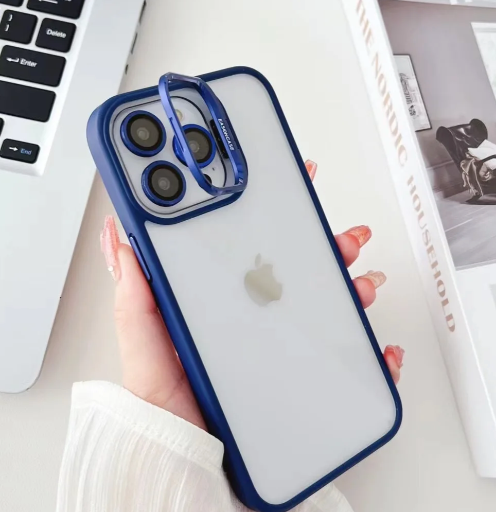 Premium Electroplated Ring Holder Camera Bumper IPhone Case with Detachable Lens Protector