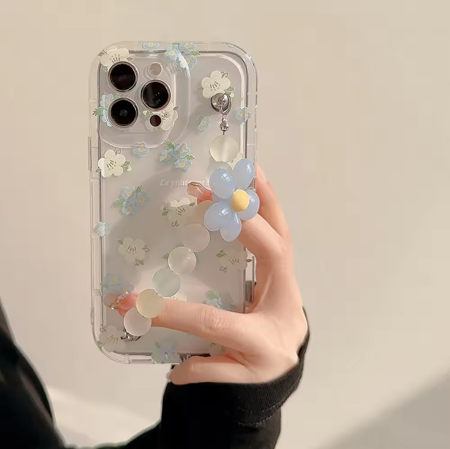 Blue Blossom iPhone Case with Charm