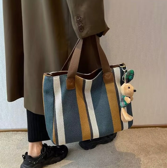 StripeStitch Everyday Tote Bag