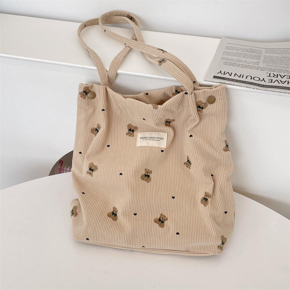 Teddy Corduroy Tote Bag