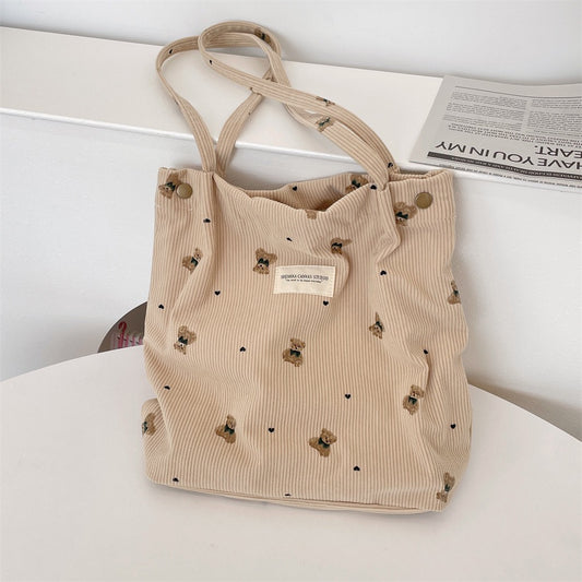 Teddy Corduroy Tote Bag