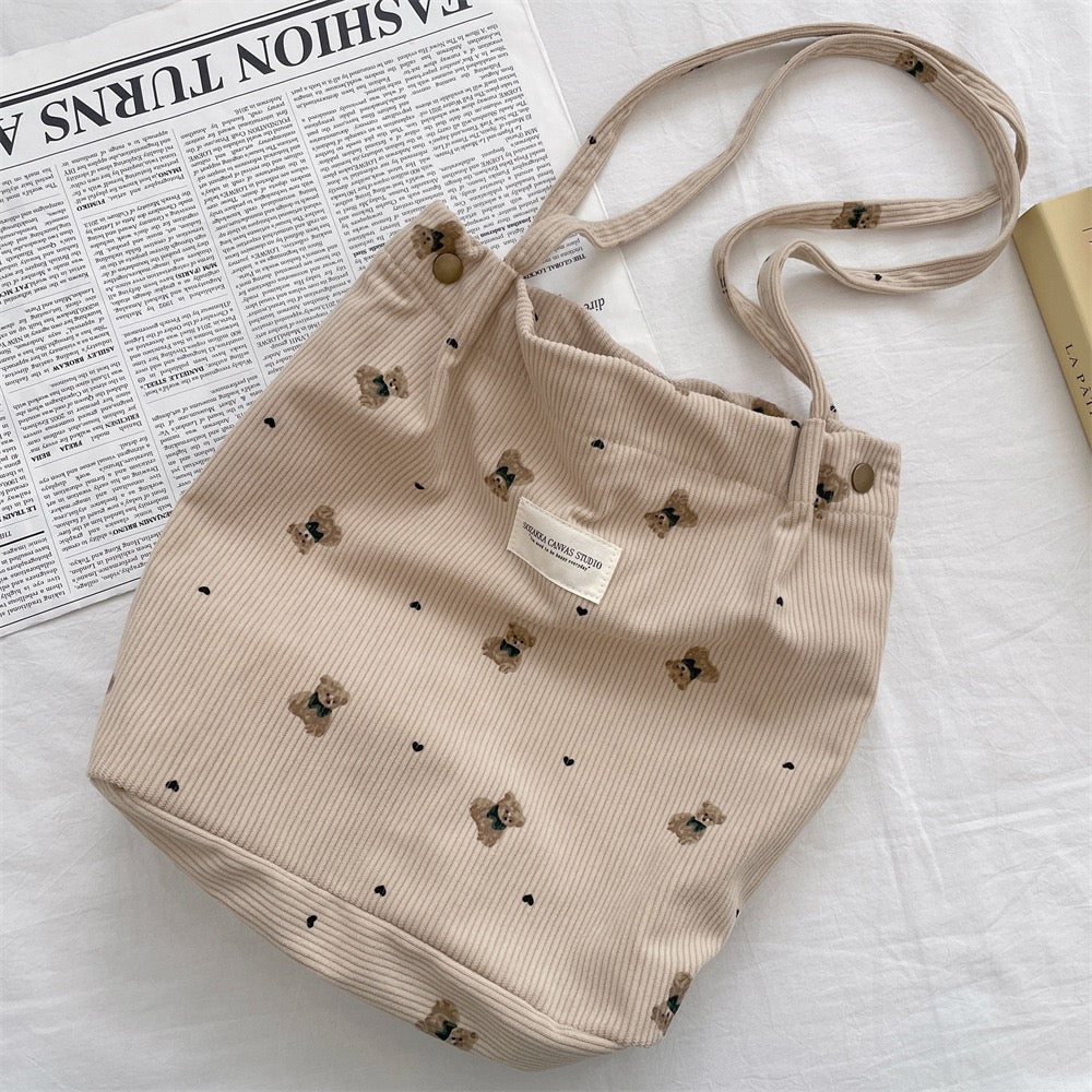 Teddy Corduroy Tote Bag