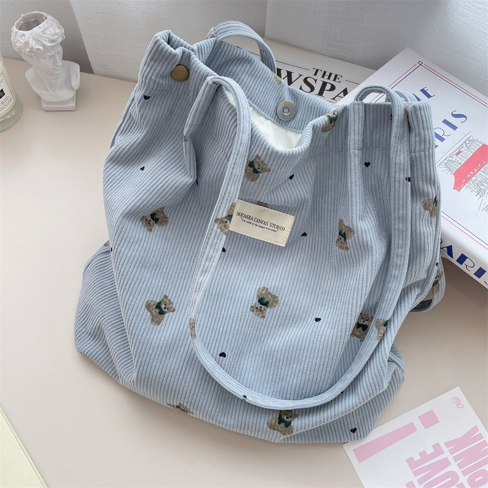 Teddy Corduroy Tote Bag