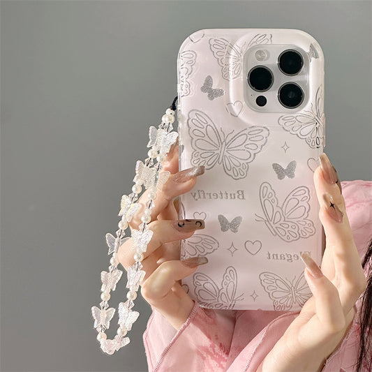 White Butterflies Camera Bumper iPhone Case with Charm