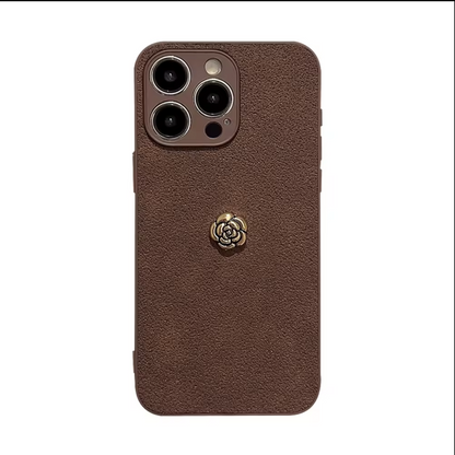 Brown textured Vintage Rose iPhone Case