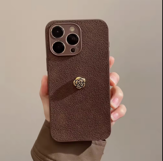 Brown textured Vintage Rose iPhone Case