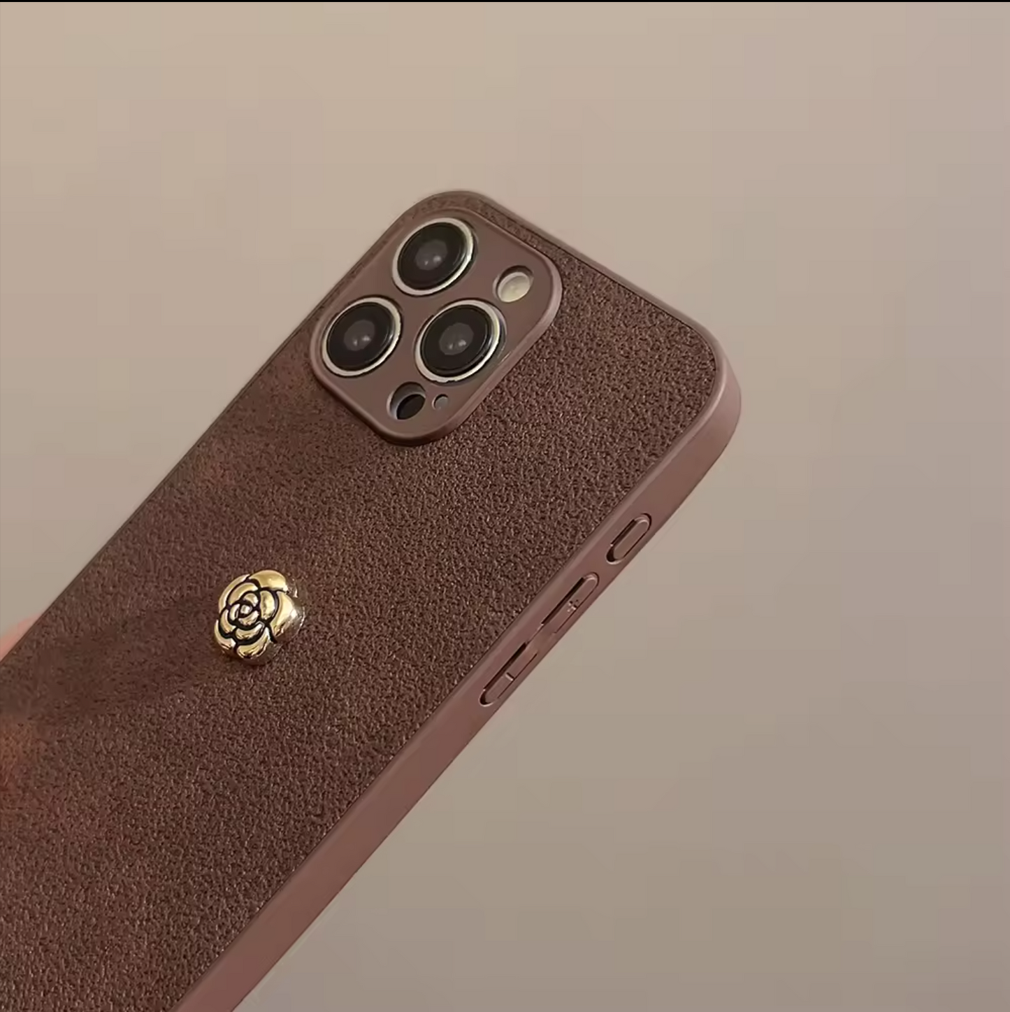 Brown textured Vintage Rose iPhone Case